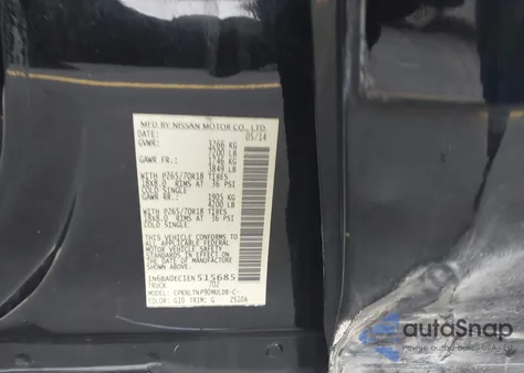 2014 Nissan Titan Sv z USA, uszkodzony, nr VIN 1N6BA0EC1EN515685